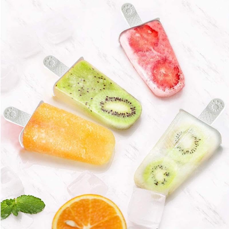 Forma de Picolé em Silicone, 6 Cavidades, com Palitos Reutilizáveis, Flexível, Fácil Desenforme, Molde para Sorvetes e Gelados Caseiros - Cores Variadas