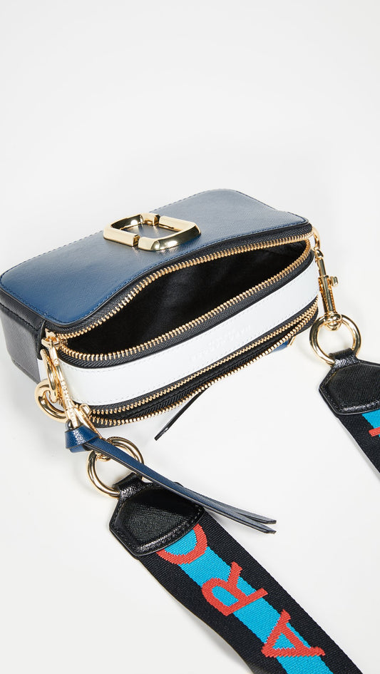 Marc Jacobs Women's Snapshot Camera Bag Leather Cross Body - Blue Sea Multi