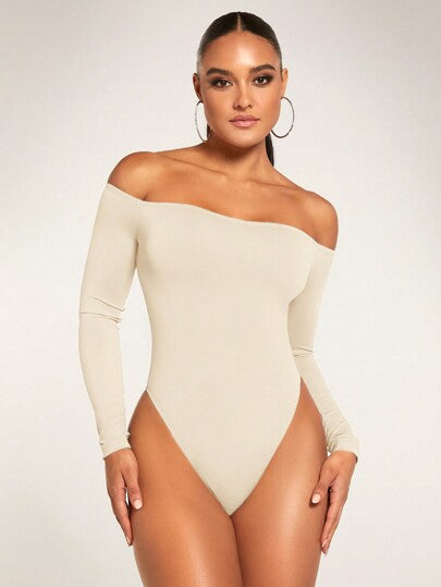 SHEIN BAE Fora Do Ombro Sólido Bodysuit | SHEIN Brasil