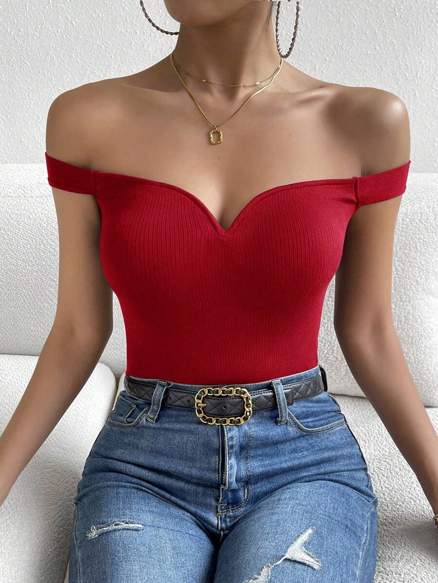 Firerie Top Fitted E Sexy Com Decote Coração Feminino | SHEIN Brasil