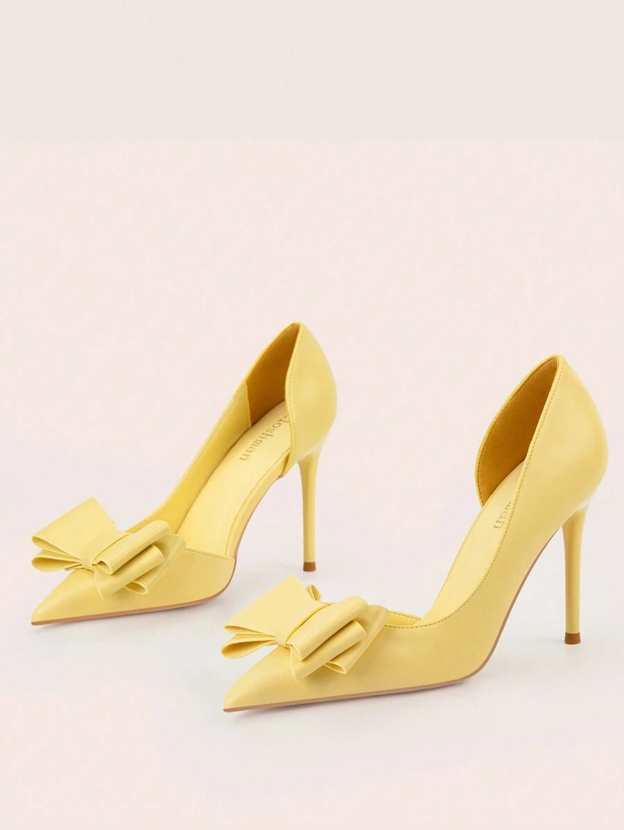 Sapatos de Salto Alto Fino Elegantes, Simples e Sensuais com Bico Fino, Salto Agulha e Design com Laço e Recortes para Mulheres, Elegantes, para Festa | SHEIN Brasil