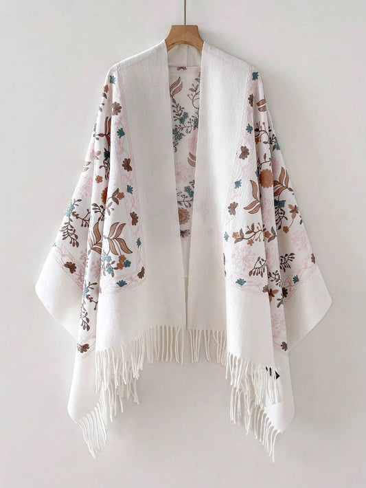 1 Peça Lenço Bordado Feminino, Lenço de Cashmere Sintético, Xale de Viagem com Borlas Estilo Boêmio Grosso e Quente para Outono/Inverno | SHEIN Brasil