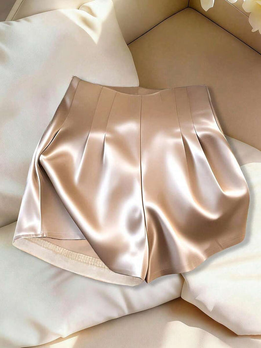 GlowEve Shorts Casuais Soltos Plissados de Cor Sólida para Mulheres | SHEIN Brasil