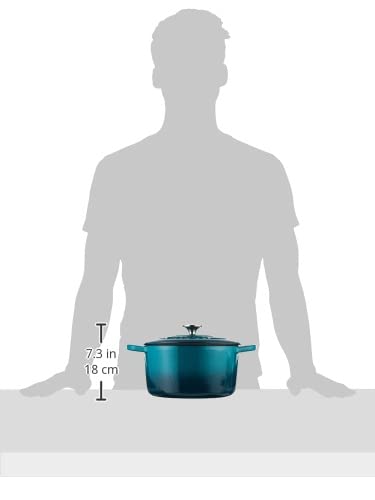Crock-Pot Artisan Forno holandês redondo esmaltado de ferro fundido, 5 quartos, azul-petróleo ombré