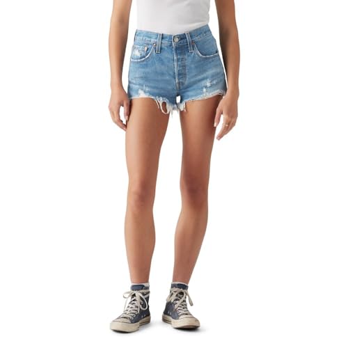 Levi's Short feminino premium 501 original, Atenas meio curto (sem água), 26