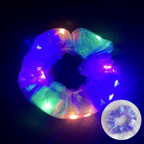 10 peças de elásticos de LED para mulheres – Scrunchies elásticos elásticos para meninas, cabelo liso com vários modos de luz, acessórios de cabelo que brilham no escuro para Natal, verão, praia,