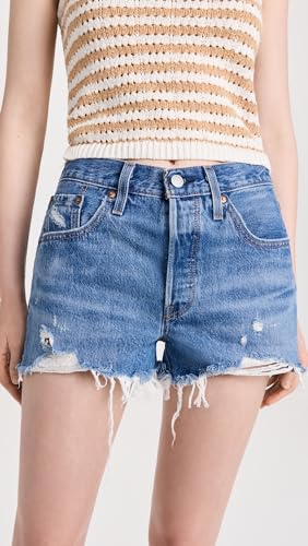 Levi's Short feminino premium 501 original, Atenas meio curto (sem água), 26