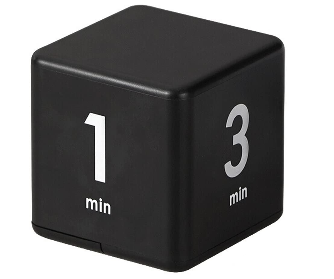 Feilifan Cubo Timer, Kid Focus Study Timer Kitchen Work Timer Time Block Cube Gravity Flip Time Block Cube 1-3-5-10 Minutos Gerenciamento de Tempo, Preto