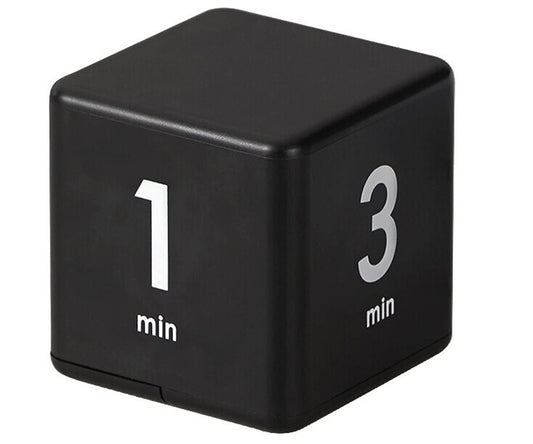 Feilifan Cubo Timer, Kid Focus Study Timer Kitchen Work Timer Time Block Cube Gravity Flip Time Block Cube 1-3-5-10 Minutos Gerenciamento de Tempo, Preto