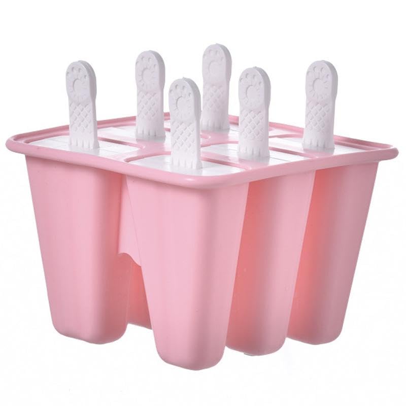 Forma de Picolé em Silicone, 6 Cavidades, com Palitos Reutilizáveis, Flexível, Fácil Desenforme, Molde para Sorvetes e Gelados Caseiros - Cores Variadas