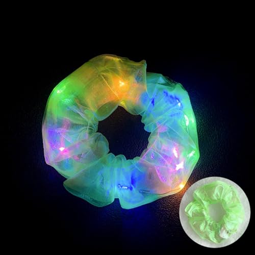 10 peças de elásticos de LED para mulheres – Scrunchies elásticos elásticos para meninas, cabelo liso com vários modos de luz, acessórios de cabelo que brilham no escuro para Natal, verão, praia,