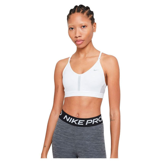 Nike CZ4456 W NK DF INDY Sutiã esportivo com decote em V feminino branco/cinza neblina/cinza partículas PP