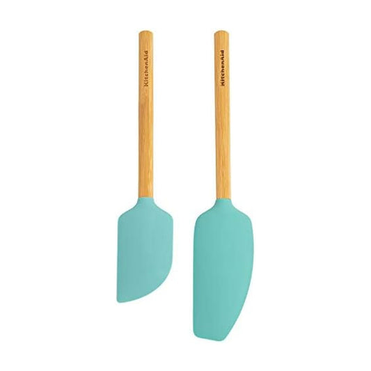 KitchenAid Conjunto de espátulas de bambu, 2 peças, Aqua Sky 2