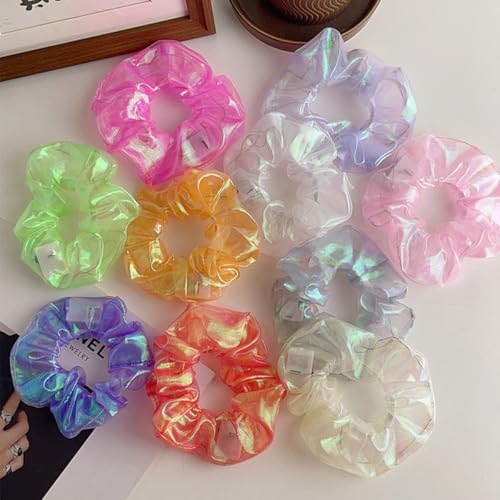 10 peças de elásticos de LED para mulheres – Scrunchies elásticos elásticos para meninas, cabelo liso com vários modos de luz, acessórios de cabelo que brilham no escuro para Natal, verão, praia,