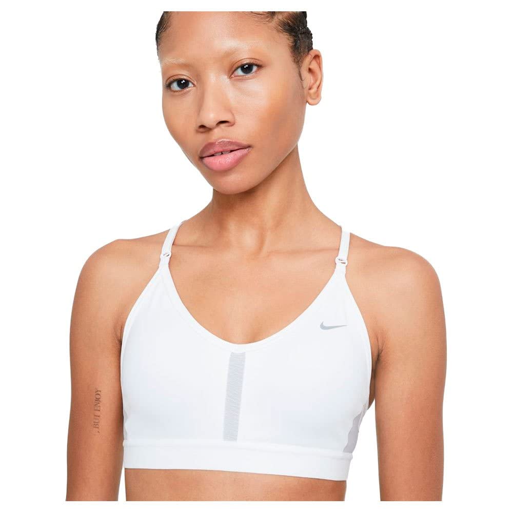 Nike CZ4456 W NK DF INDY Sutiã esportivo com decote em V feminino branco/cinza neblina/cinza partículas PP