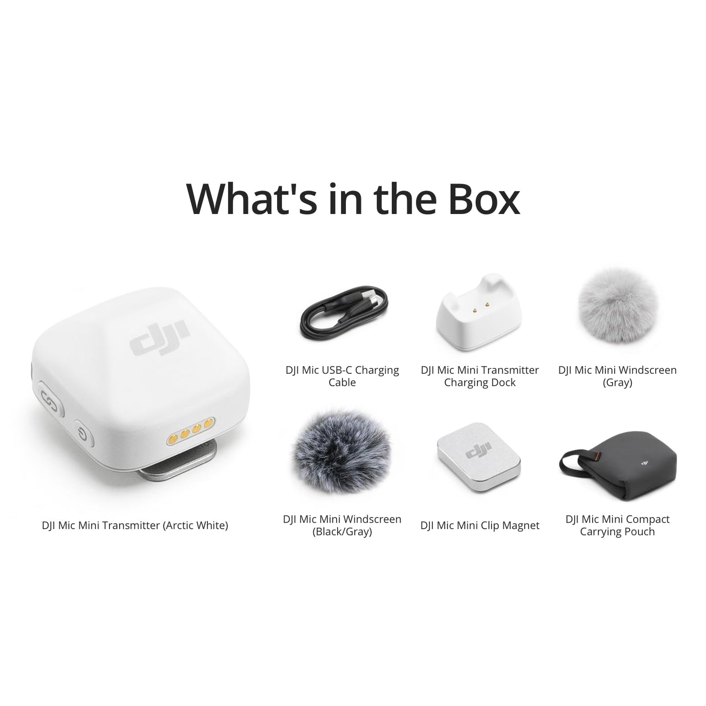 DJI Mini transmissor de microfone (branco ártico), ultraleve, microfone de lapela sem fio para DJI Osmo Mobile 7P/Osmo Pocket 3, cancelamento de ruído, microfone sem fio para câmera/iPhone/Android