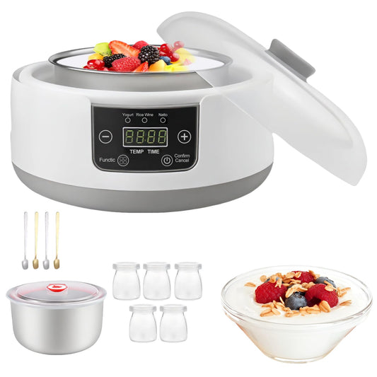 Máquina de iogurte probiótico, máquina de iogurte totalmente automática de 1,2 litro, máquina de iogurte com controle de temperatura e tempo, iogurte para iogurte grego caseiro, vegano