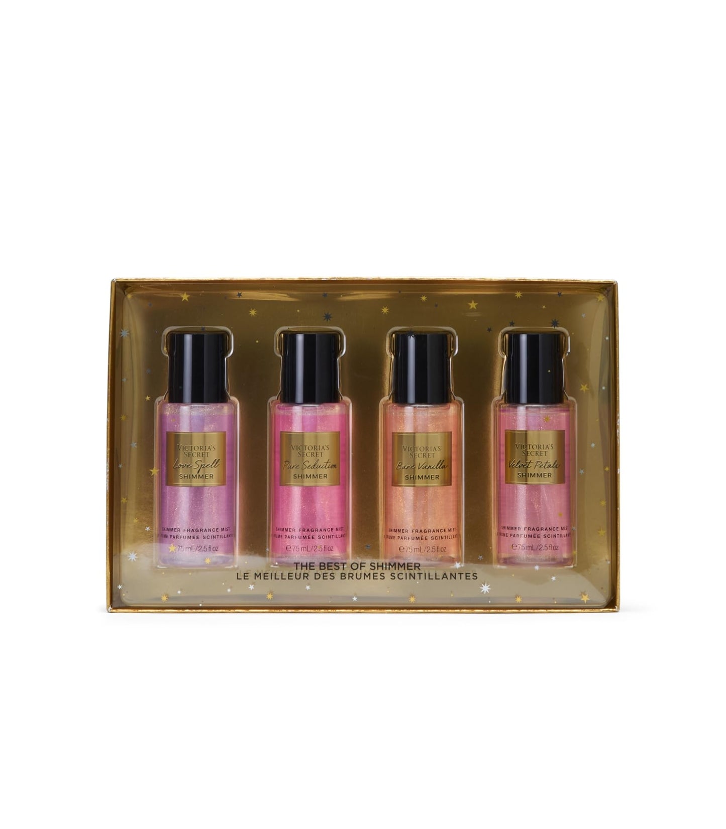Victoria's Secret Fragrance Mist Collection Conjunto de 4 peças de mini névoa cintilante, aromas sortidos, conjunto de presente para mulheres