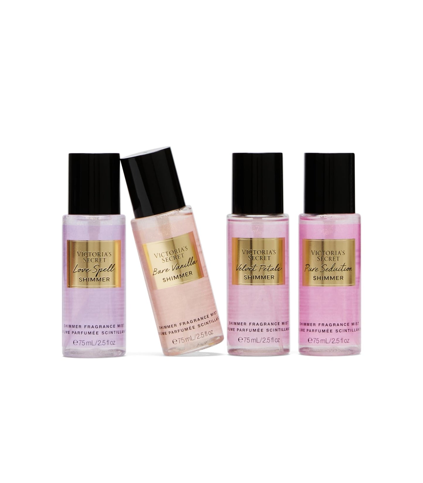 Victoria's Secret Fragrance Mist Collection Conjunto de 4 peças de mini névoa cintilante, aromas sortidos, conjunto de presente para mulheres