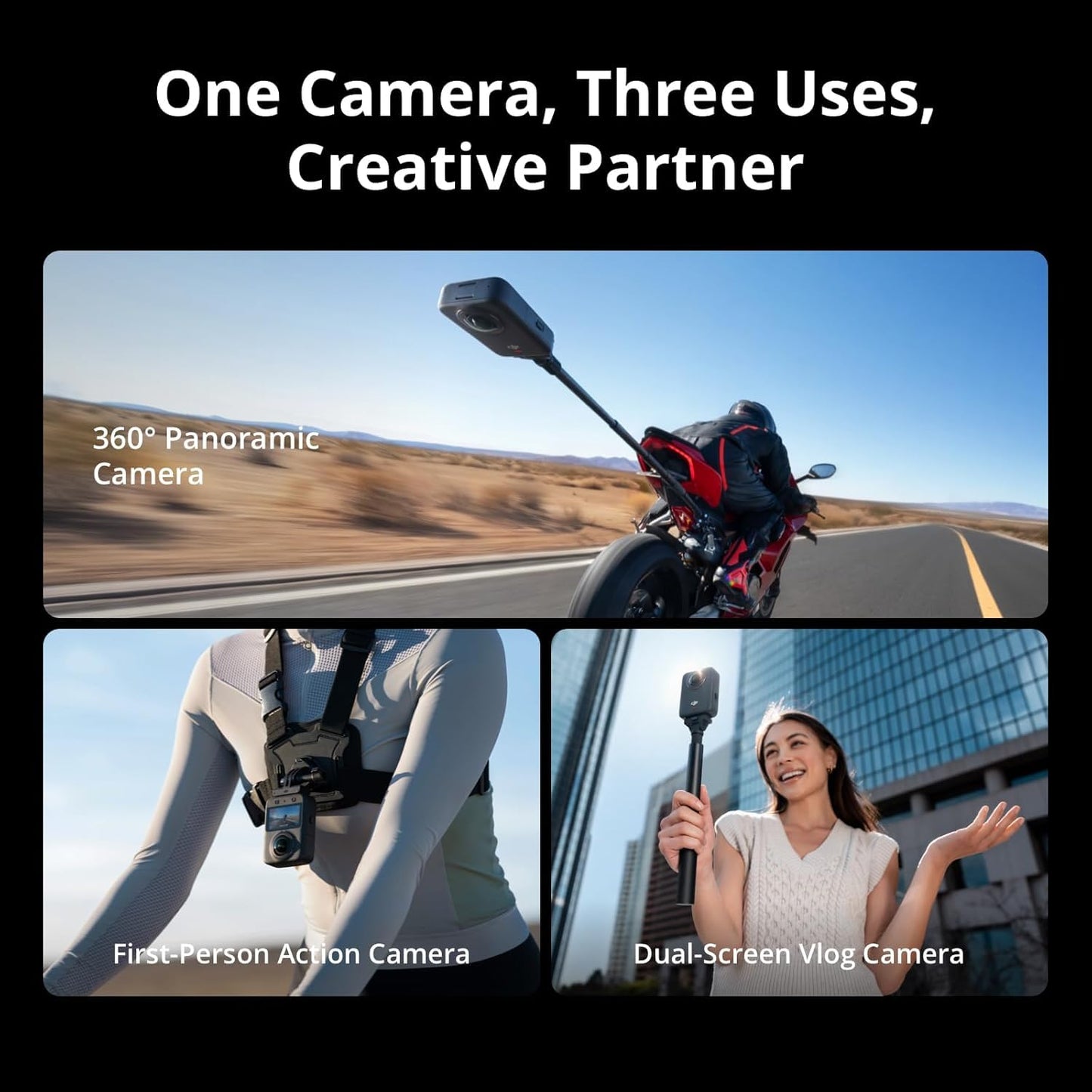 DJI Osmo 360 Combo Multi-POV para motocicleta