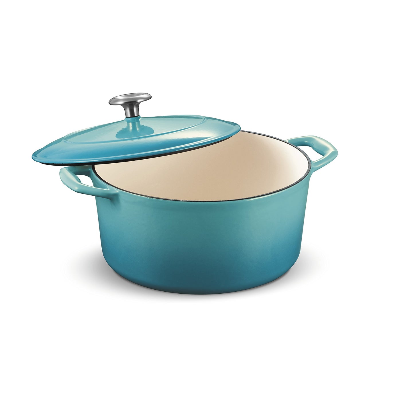 Tramontina Panela de forno holandês de ferro fundido esmaltado com tampa, redonda 5,5 litros, azul médio