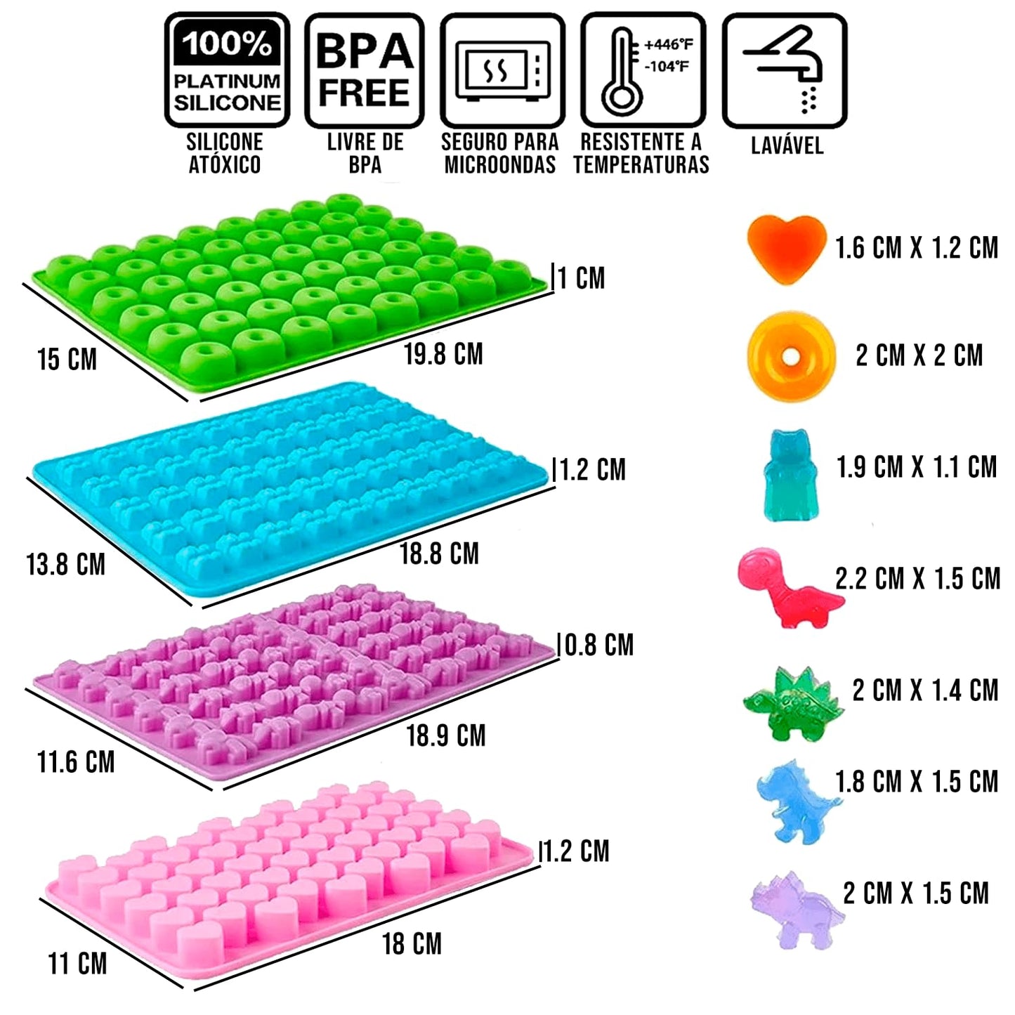 Forma De Silicone 4 Un Balas Gummy Goma Chocolate Gelatina
