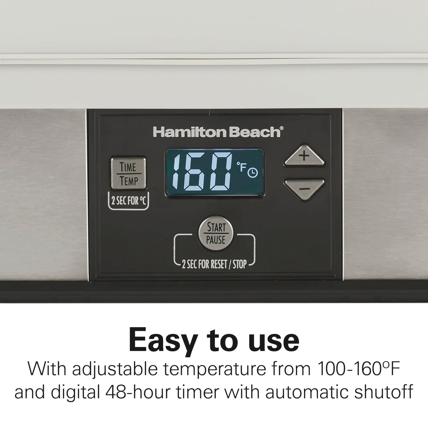 Hamilton Beach Desidratador digital de alimentos para frutas e macarrão, vegetais e mais, 5 bandejas, temperatura ajustável, temporizador de 48 horas + desligamento automático, cinza (32100A)