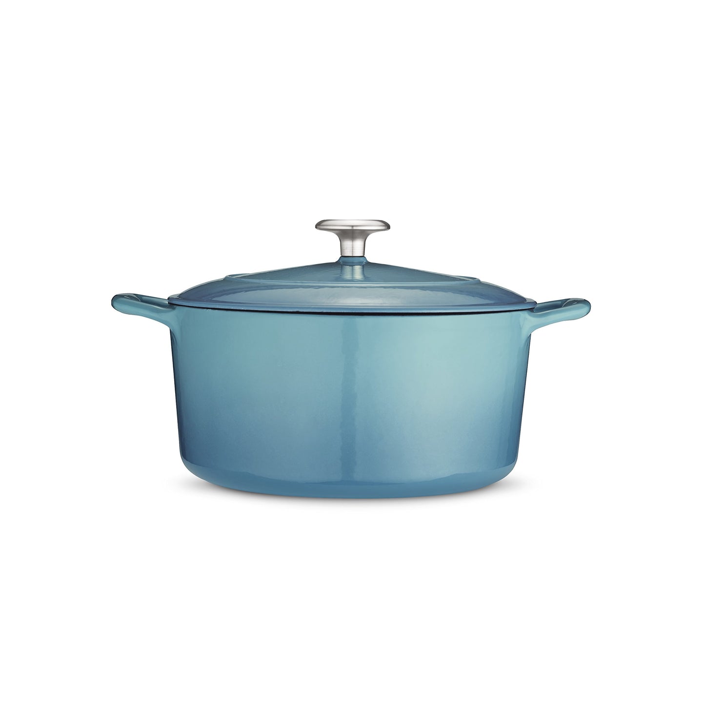 Tramontina Panela de forno holandês de ferro fundido esmaltado com tampa, redonda 5,5 litros, azul médio
