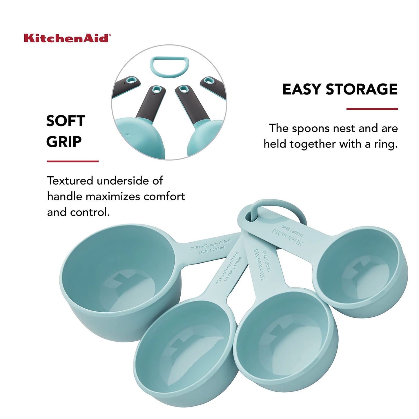 Copos medidores KitchenAid, kit com 4, Aqua Sky