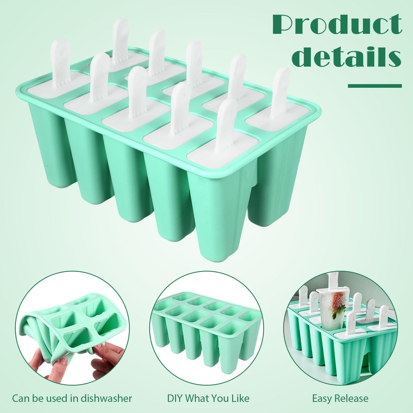 1 Unidade Bastão De Cubo De Gelo Moldes De Picolé Congelador Diy Moldes De Picolé Molde Do Bolo Do Silicone Lolly Moldes De Silicone Mini Forma De Gelo Gel De Sílica Dez Grades