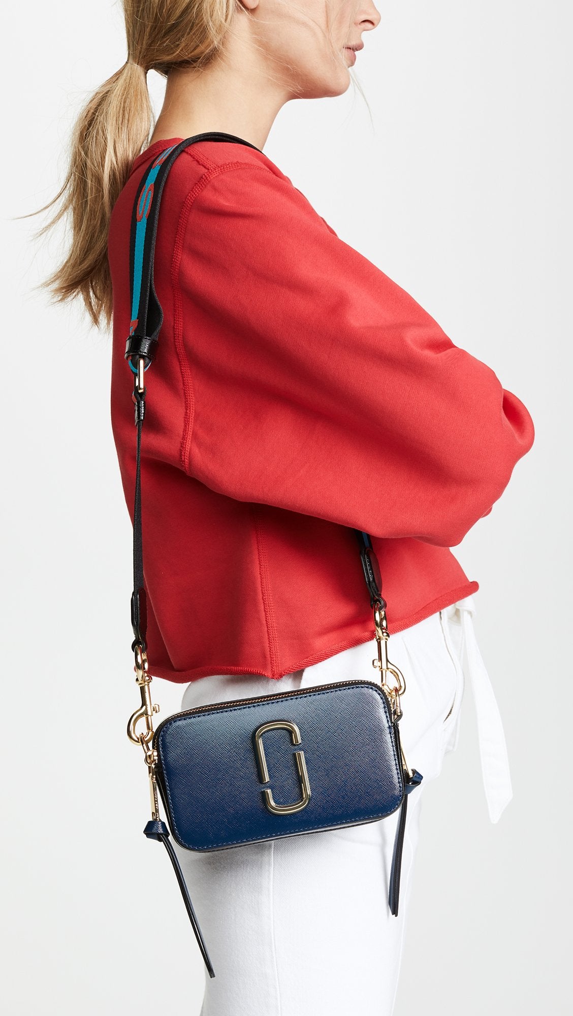 Marc Jacobs Women's Snapshot Camera Bag Leather Cross Body - Blue Sea Multi