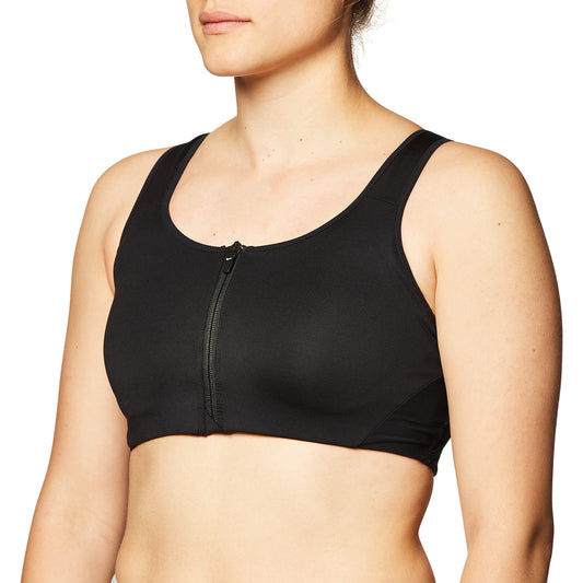 Nike Dri-Fit Sutiã esportivo feminino acolchoado com zíper frontal de alto suporte, Preto, PP