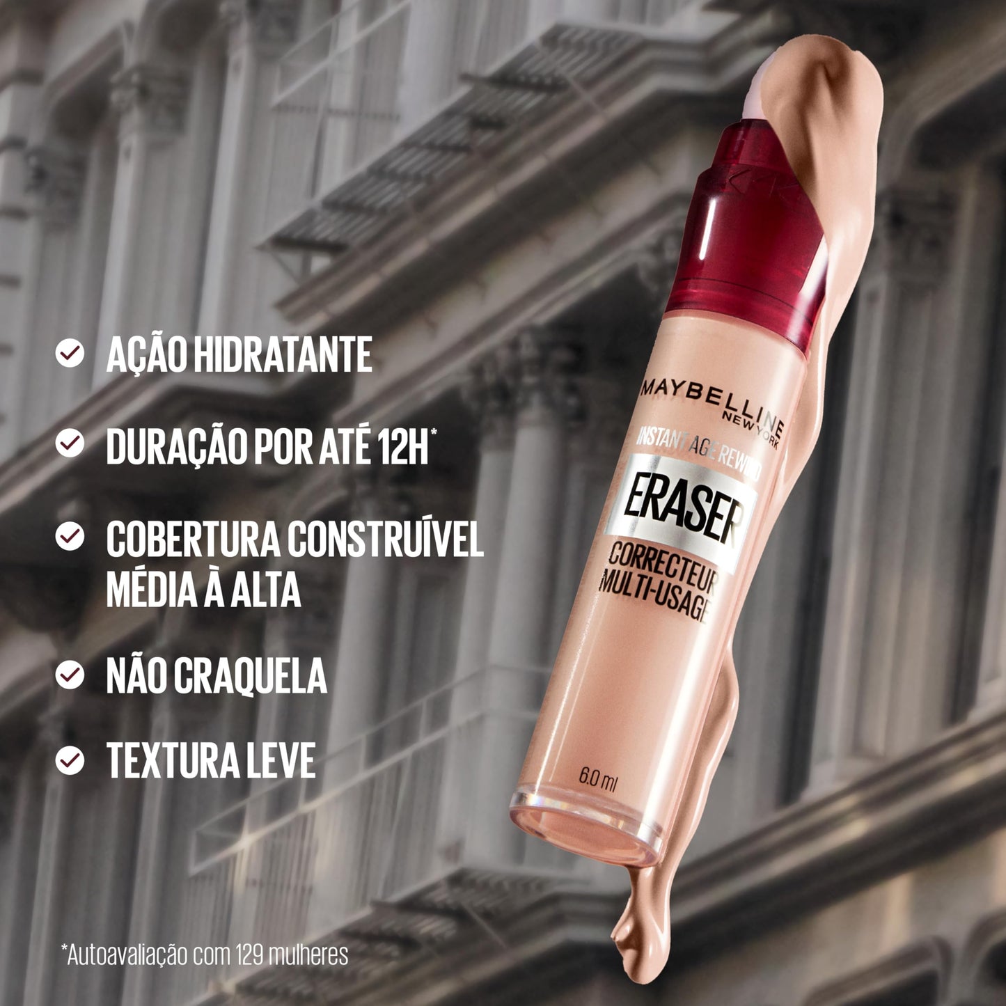 Maybelline NY Instant Age Rewind Corretivo Líquido, Multiuso que Corrige Olheiras e Linhas Finas, Contorna e Ilumina, Alta Cobertura e Fórmula Vegana, Cor 120 Light, 6ml