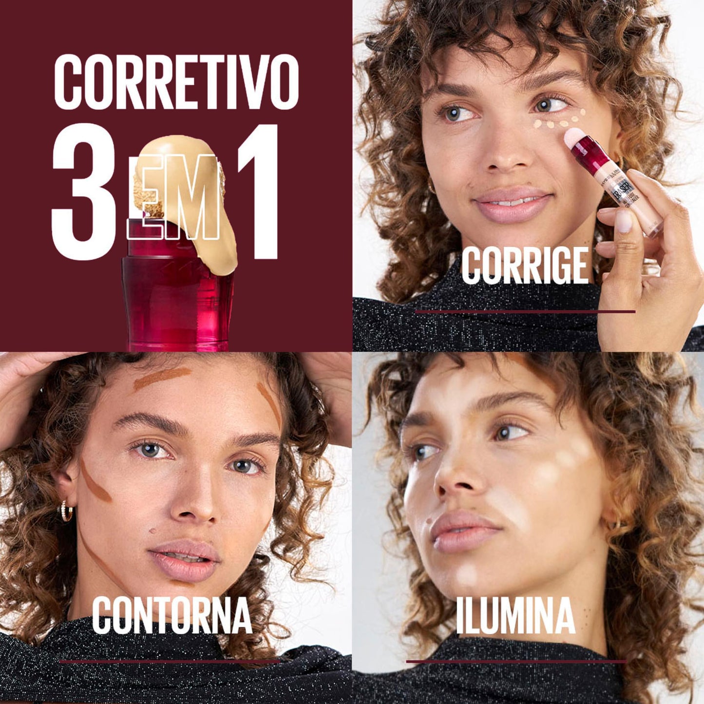 Maybelline NY Instant Age Rewind Corretivo Líquido, Multiuso que Corrige Olheiras e Linhas Finas, Contorna e Ilumina, Alta Cobertura e Fórmula Vegana, Cor 120 Light, 6ml
