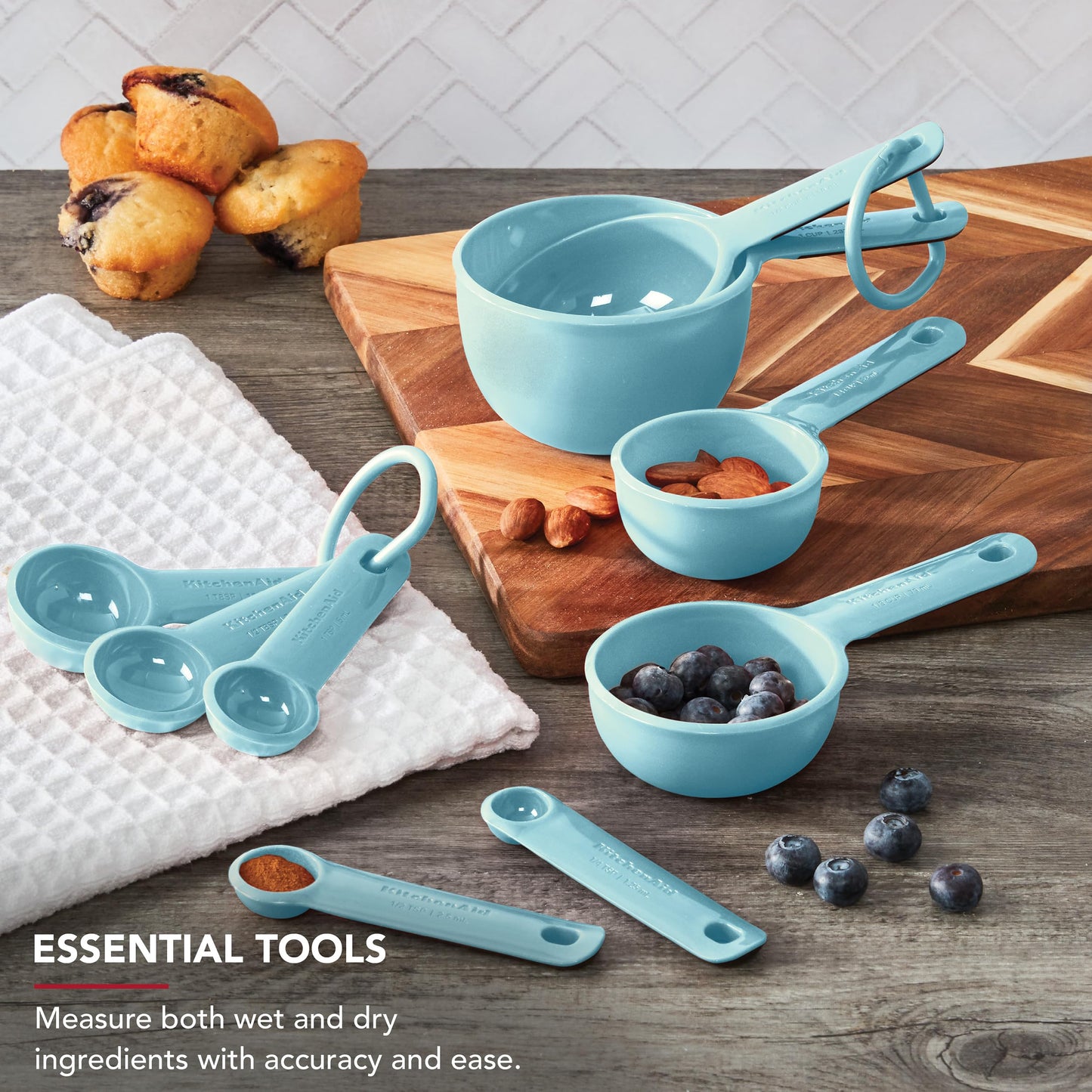 KitchenAid Conjunto de copos e colheres medidores, água mineral, 9 peças