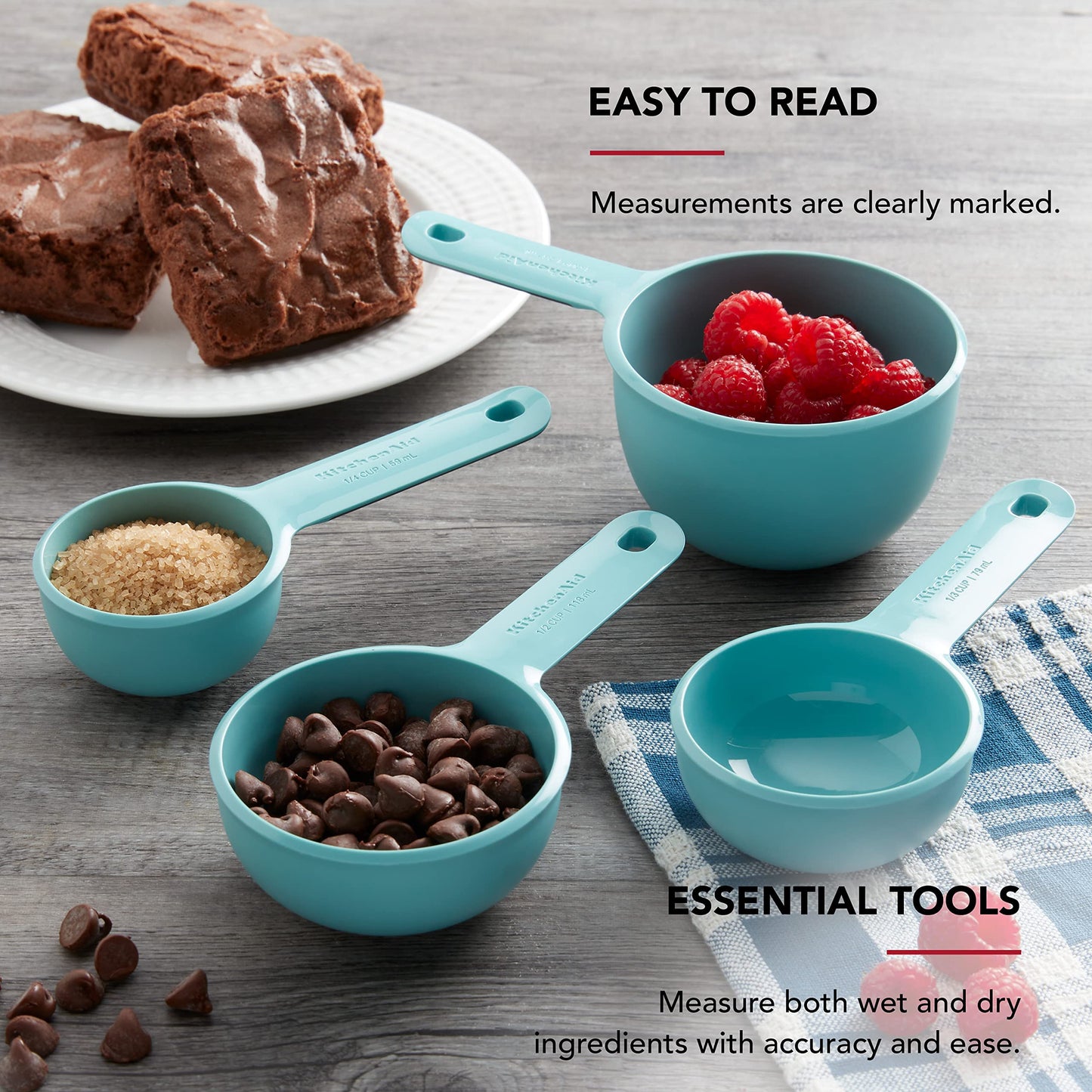 Copos medidores KitchenAid, kit com 4, Aqua Sky