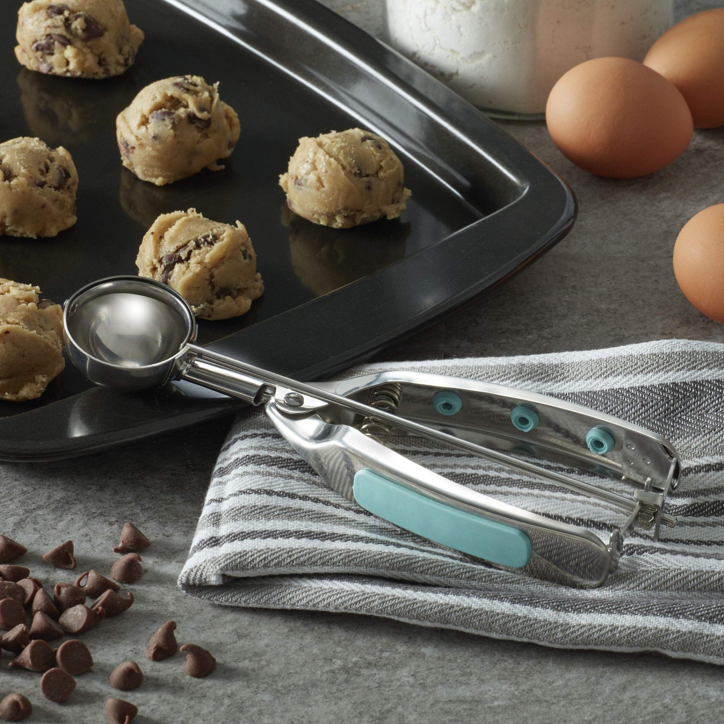 KitchenAid Colher de massa de biscoito gourmet, tamanho único, Aqua Sky