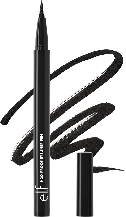 Caneta delineadora elf H2O Proof, ponta de feltro, fórmula líquida à prova d'água, preto azeviche, 0,02 Onça Líquida(0,7 ml)