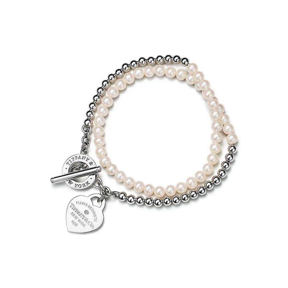 Pulseira de Contas em Prata de Lei com Pérolas e Diamante | Tiffany & Co