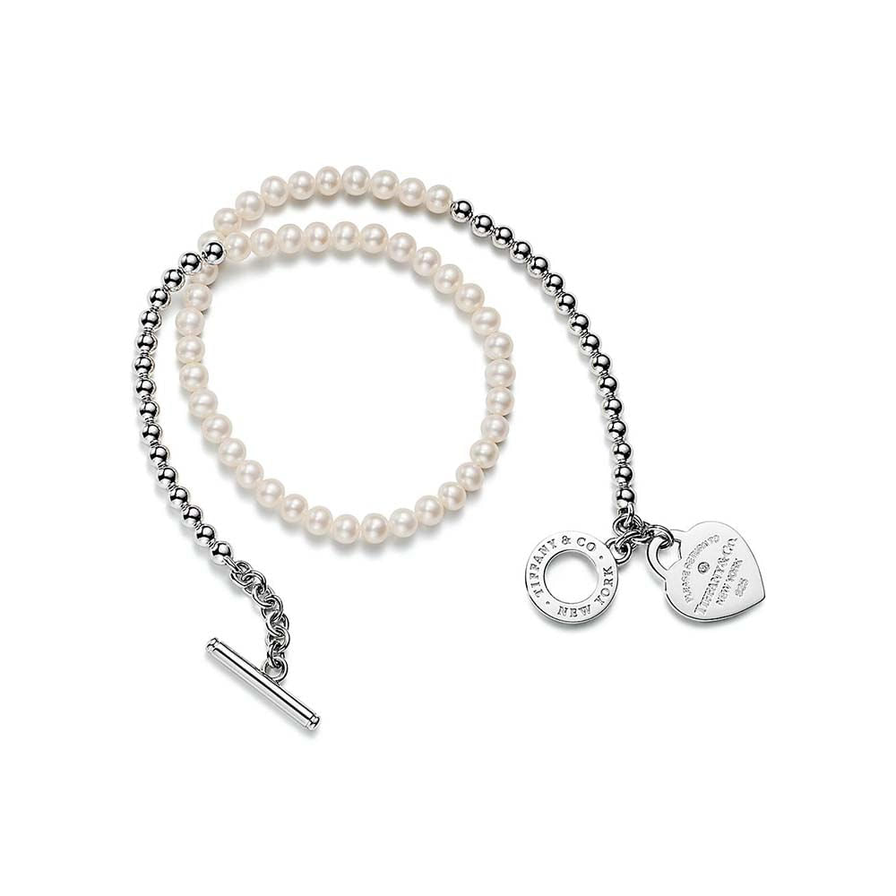 Pulseira de Contas em Prata de Lei com Pérolas e Diamante | Tiffany & Co