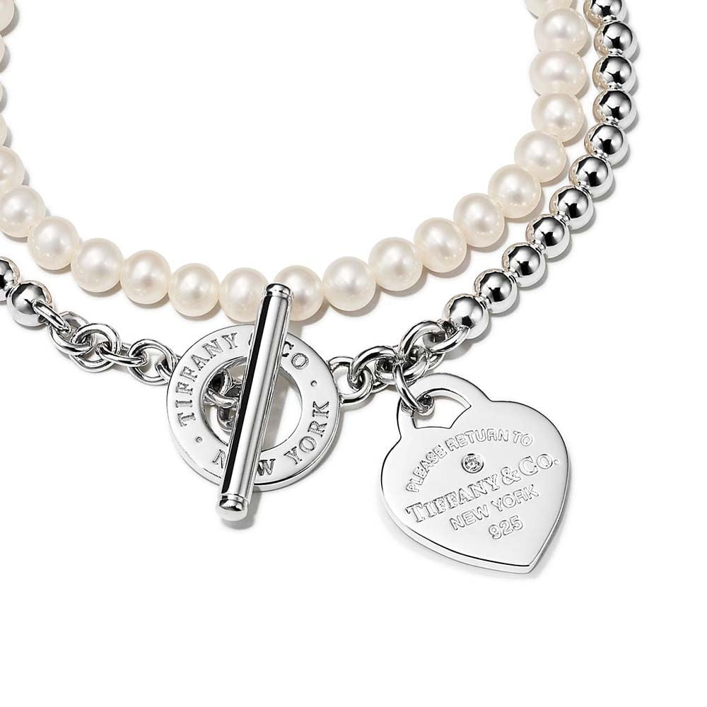 Pulseira de Contas em Prata de Lei com Pérolas e Diamante | Tiffany & Co